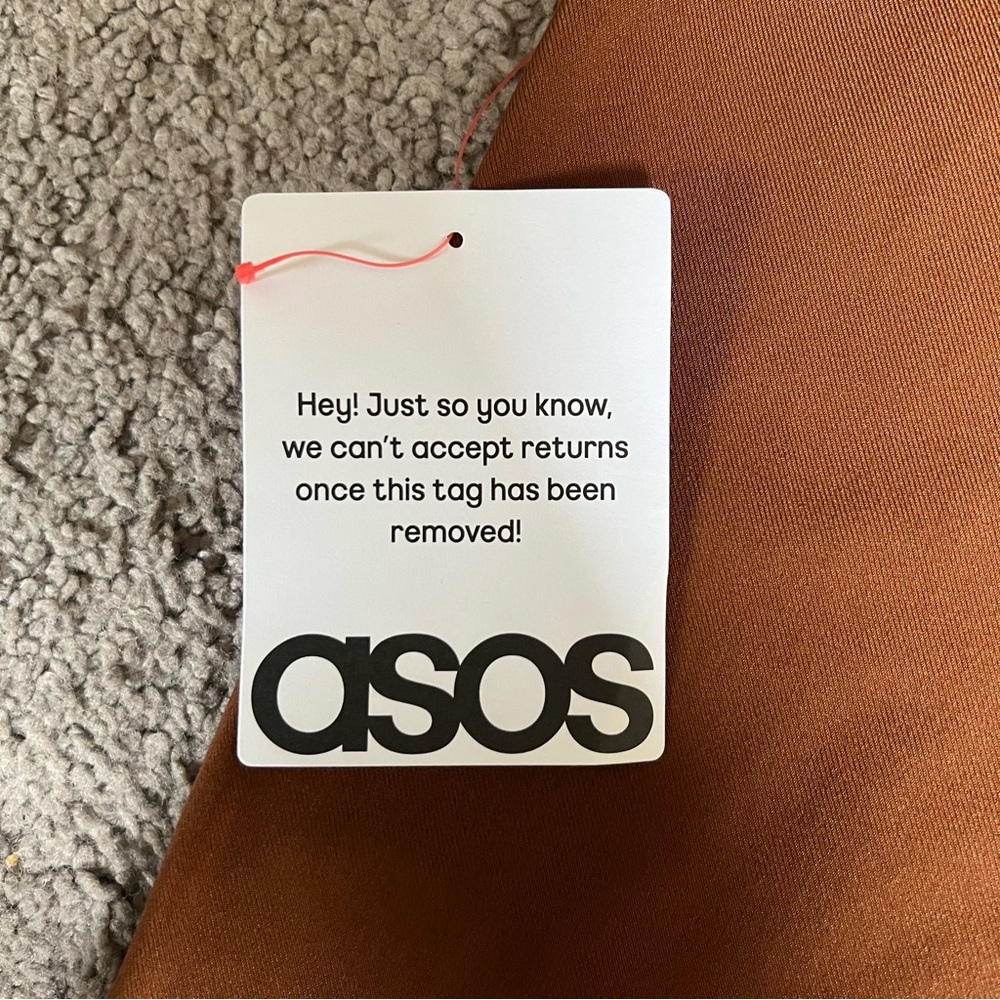 ASOS Tall Rust-Brown Wide Leg High Waist Trousers - Picture 10 of 11